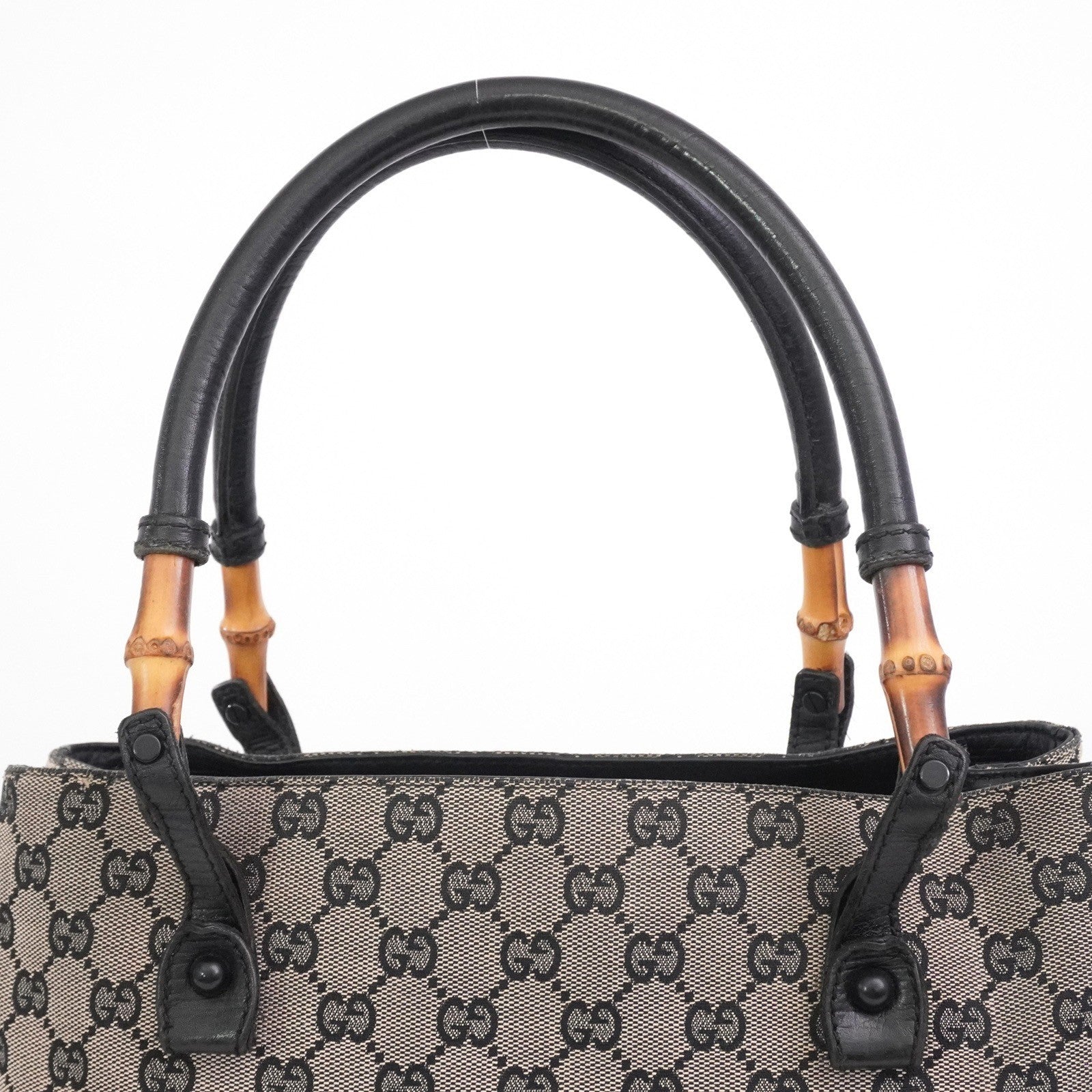 Gucci GG Canvas Bamboo 112526 Hand Bag - Brown, Canvas