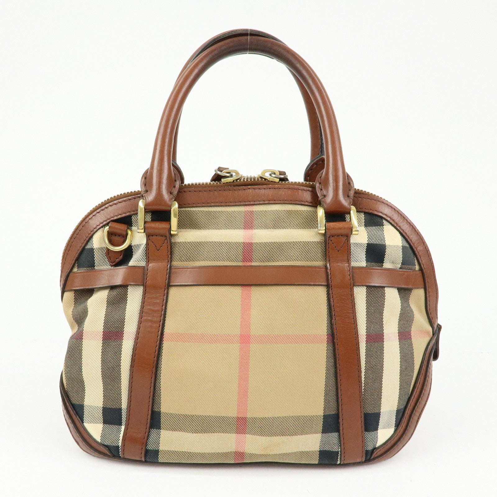 Burberry Nova Plaid Hand Bag - Beige Brown, Canvas Leather