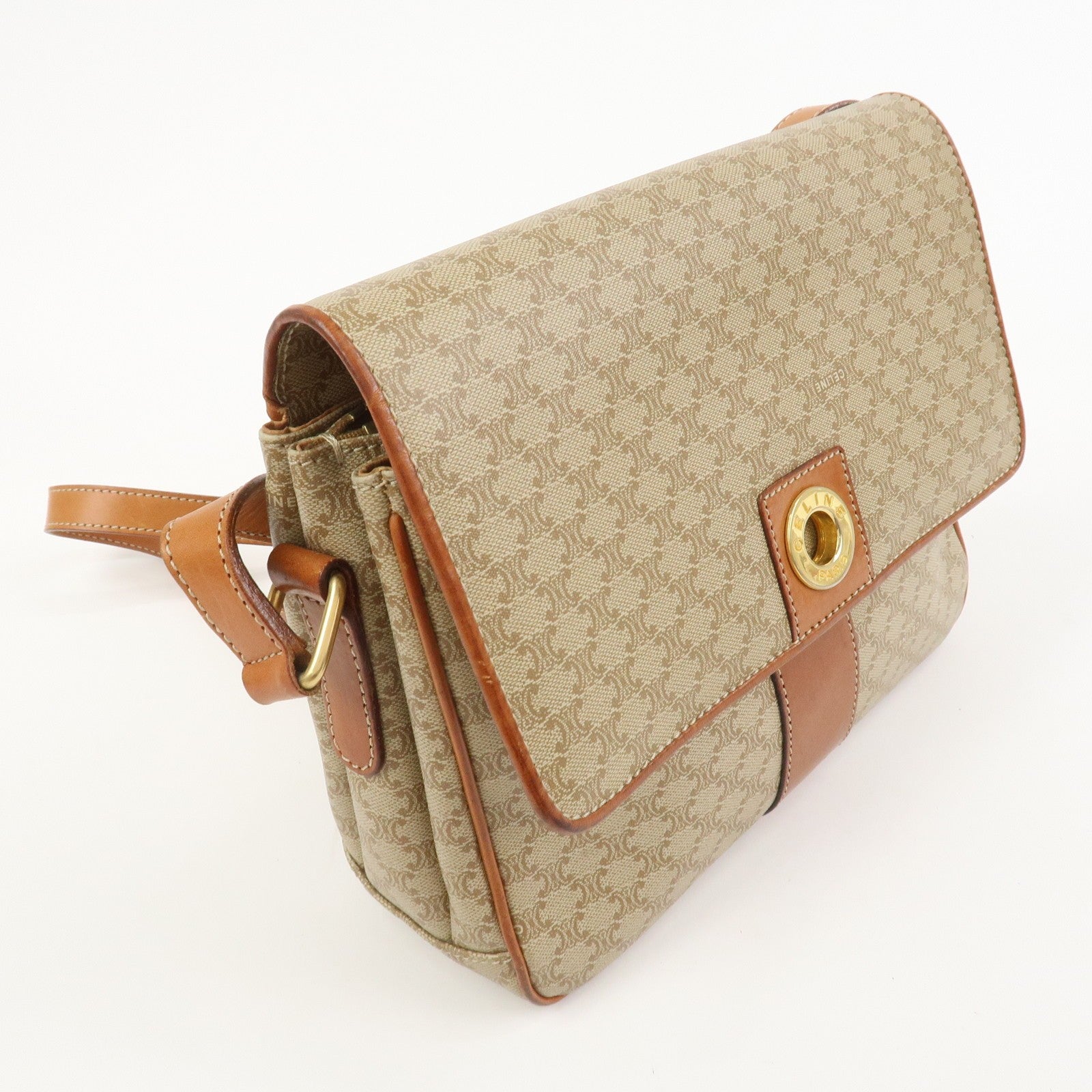 Celine Macadam Shoulder Bag - Beige, PVC Leather