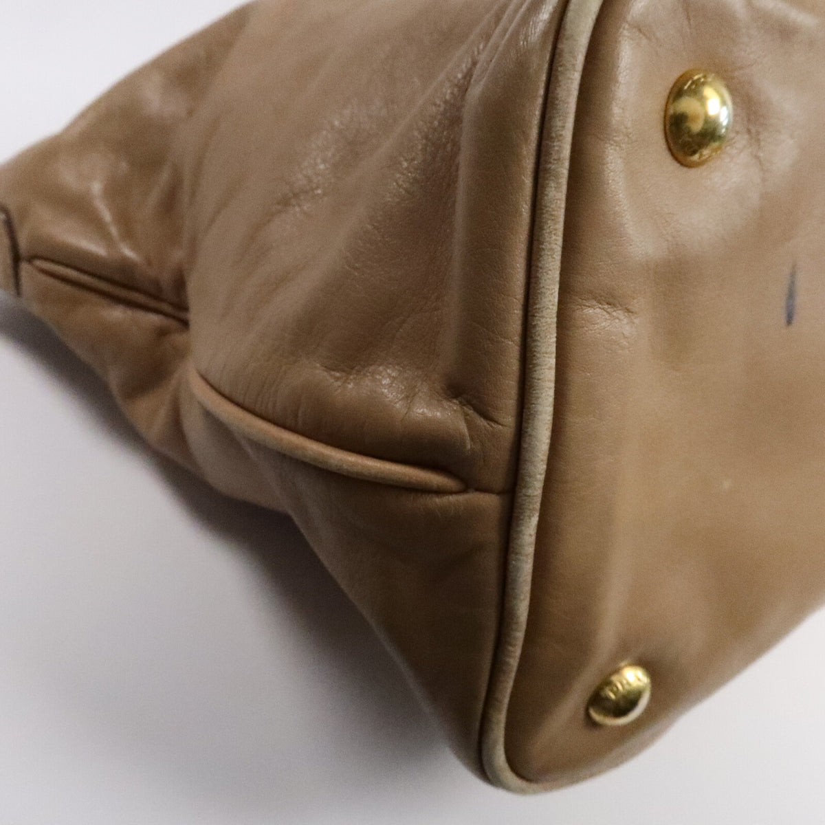 Prada GHW 2 Way Shoulder Bag - Beige, Calfskin Leather
