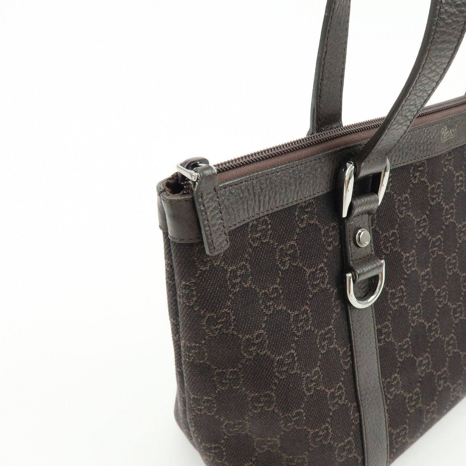 Gucci Abbey Tote Bag - Dark Brown, Denim, Leather