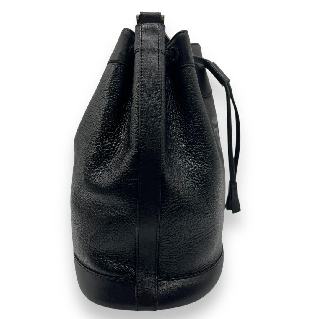 Burberry Bucket Shaped Drawstring Shoulder Bag - Black, Leather