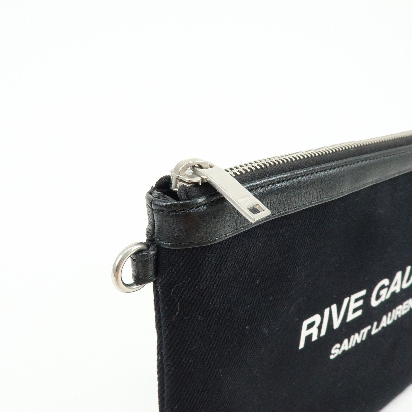 Saint Laurent Paris Clutch Bag - Black, Canvas, Leather
