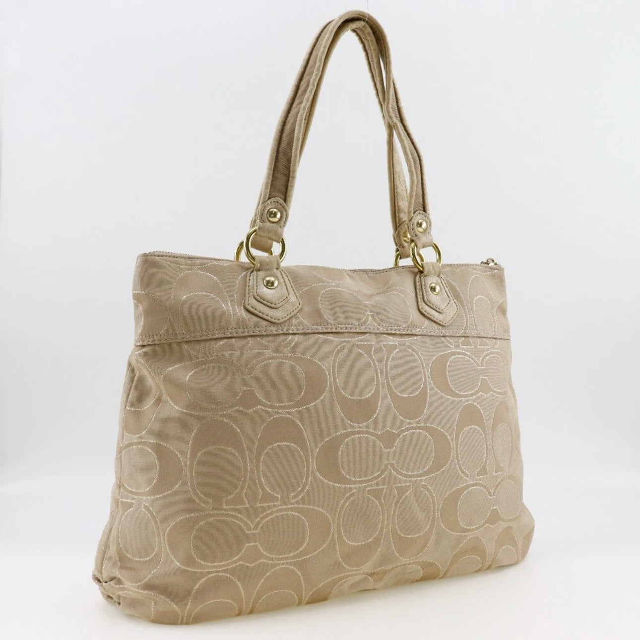 COACH Signature Tote Bag Poppy beige Satin