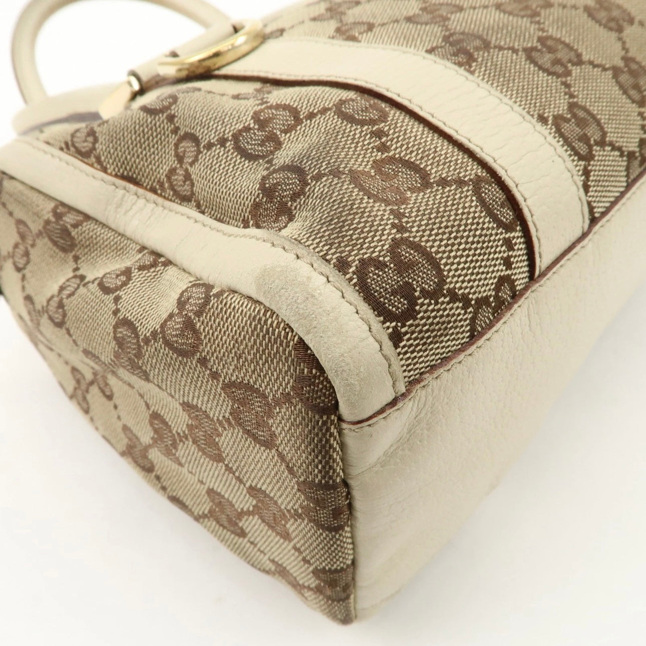 GUCCI Abbey GG Canvas Leather Boston Bag