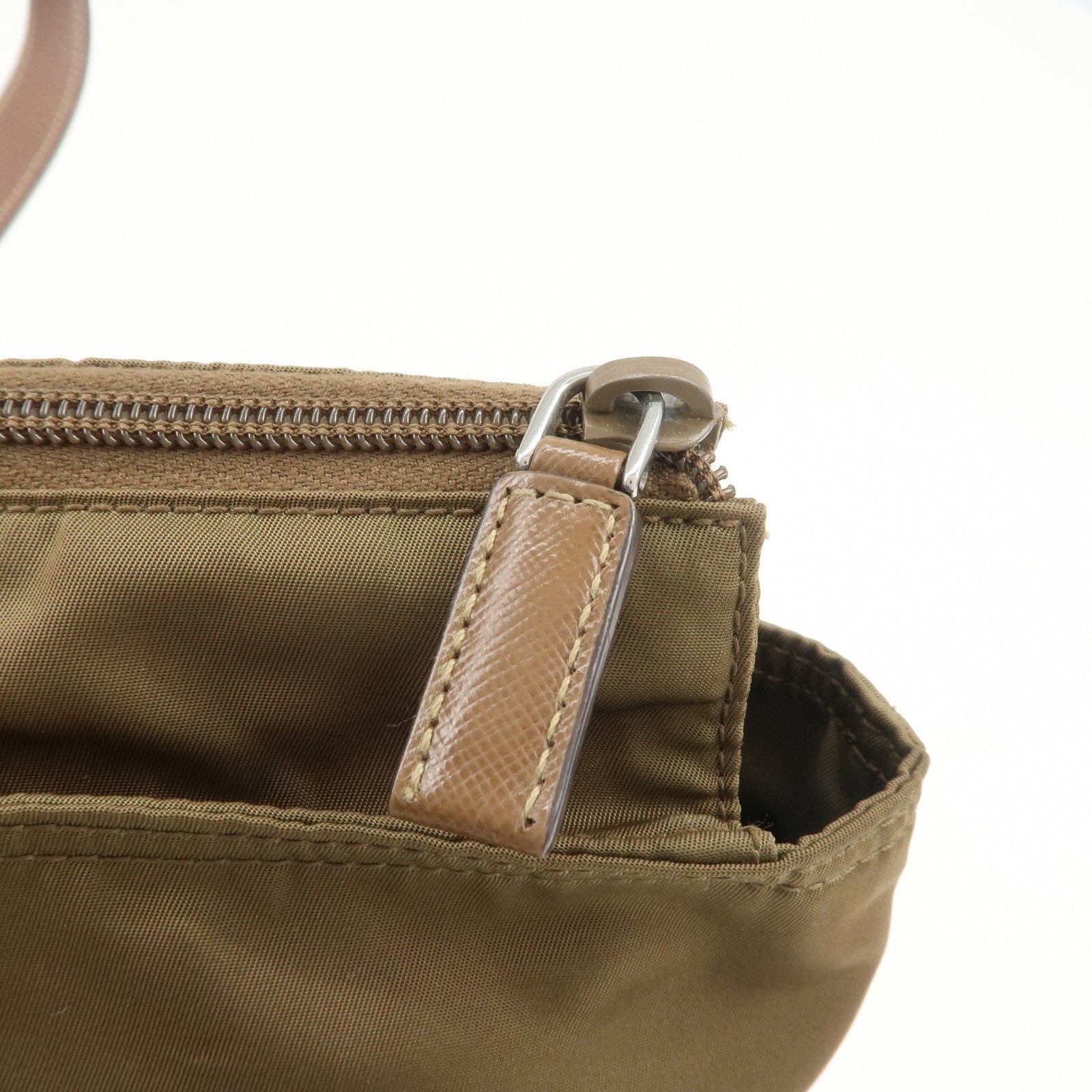 Prada Triangle Logo Tote Bag - Brown, Nylon and Saffiano Leather