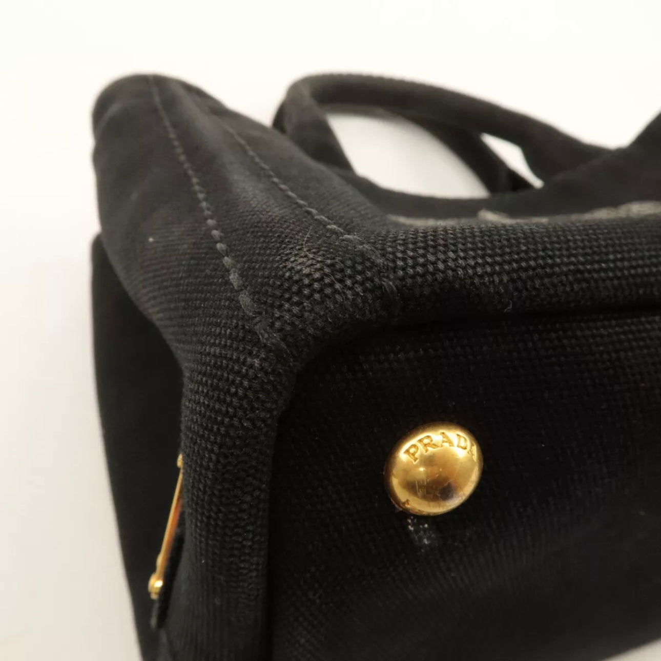 Prada Canapa Mini Canvas Tote Bag Hand Bag Black