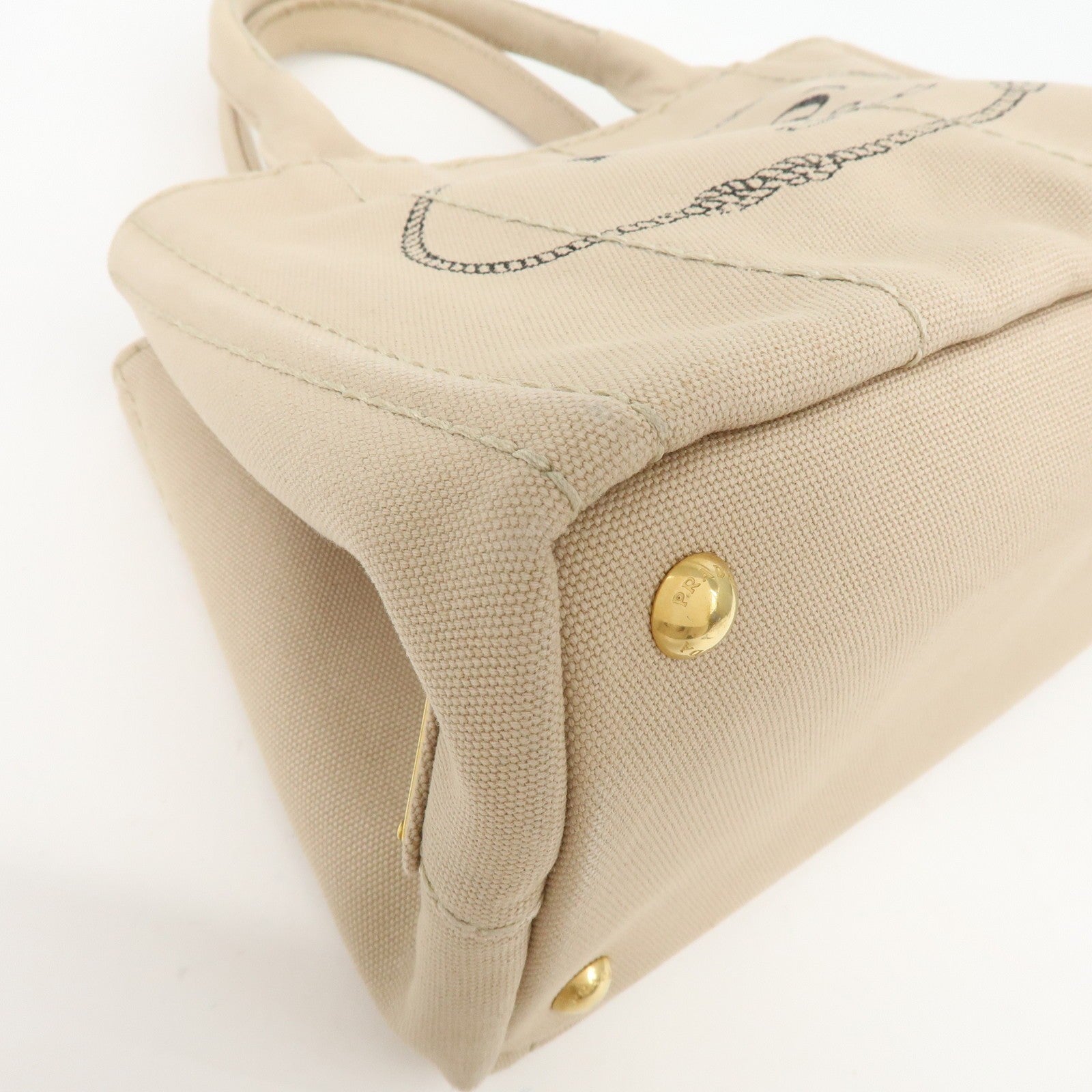 Prada Canapa Hand Bag - Beige, Canvas