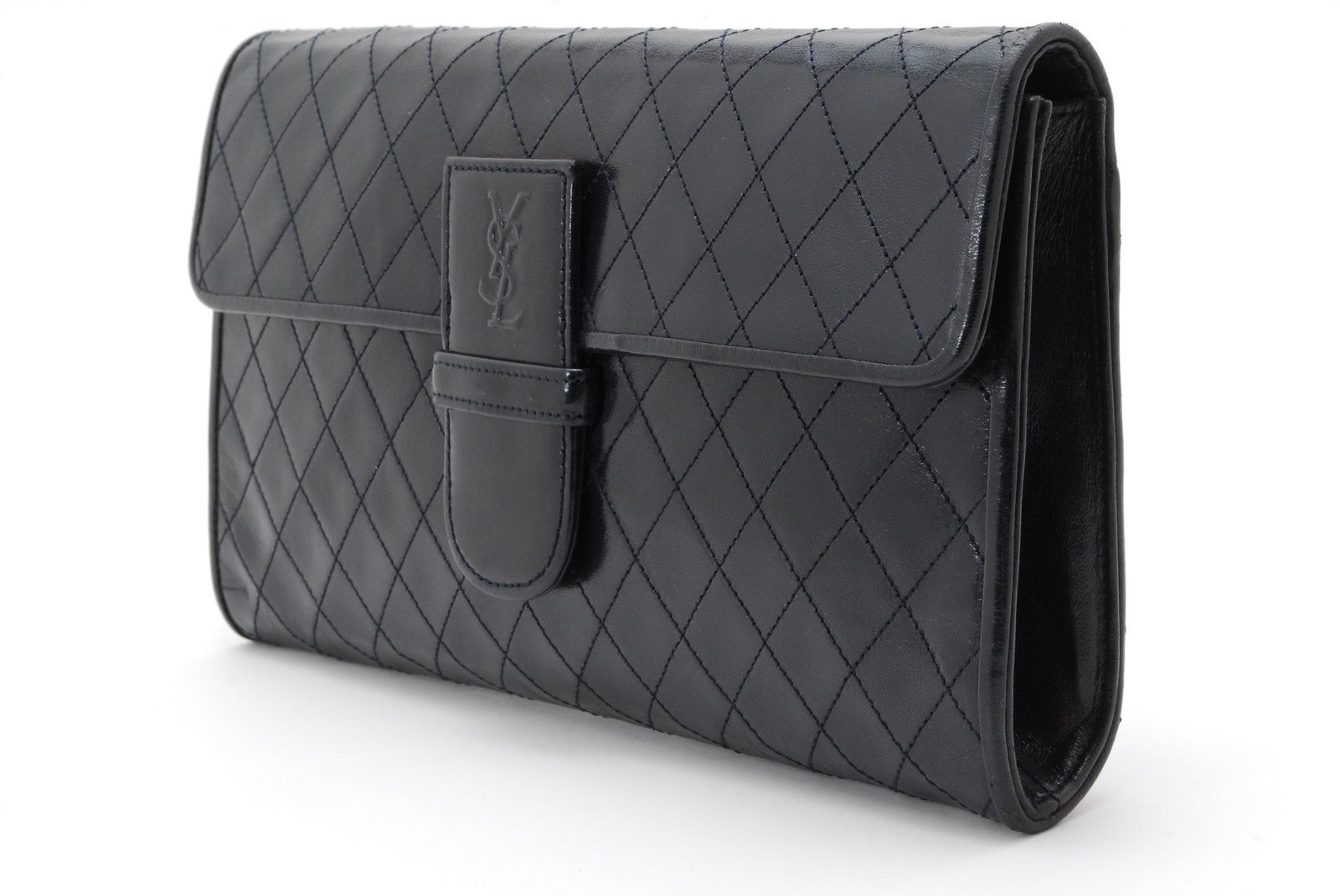 Saint Laurent Yves Clutch Bag - Navy, Leather