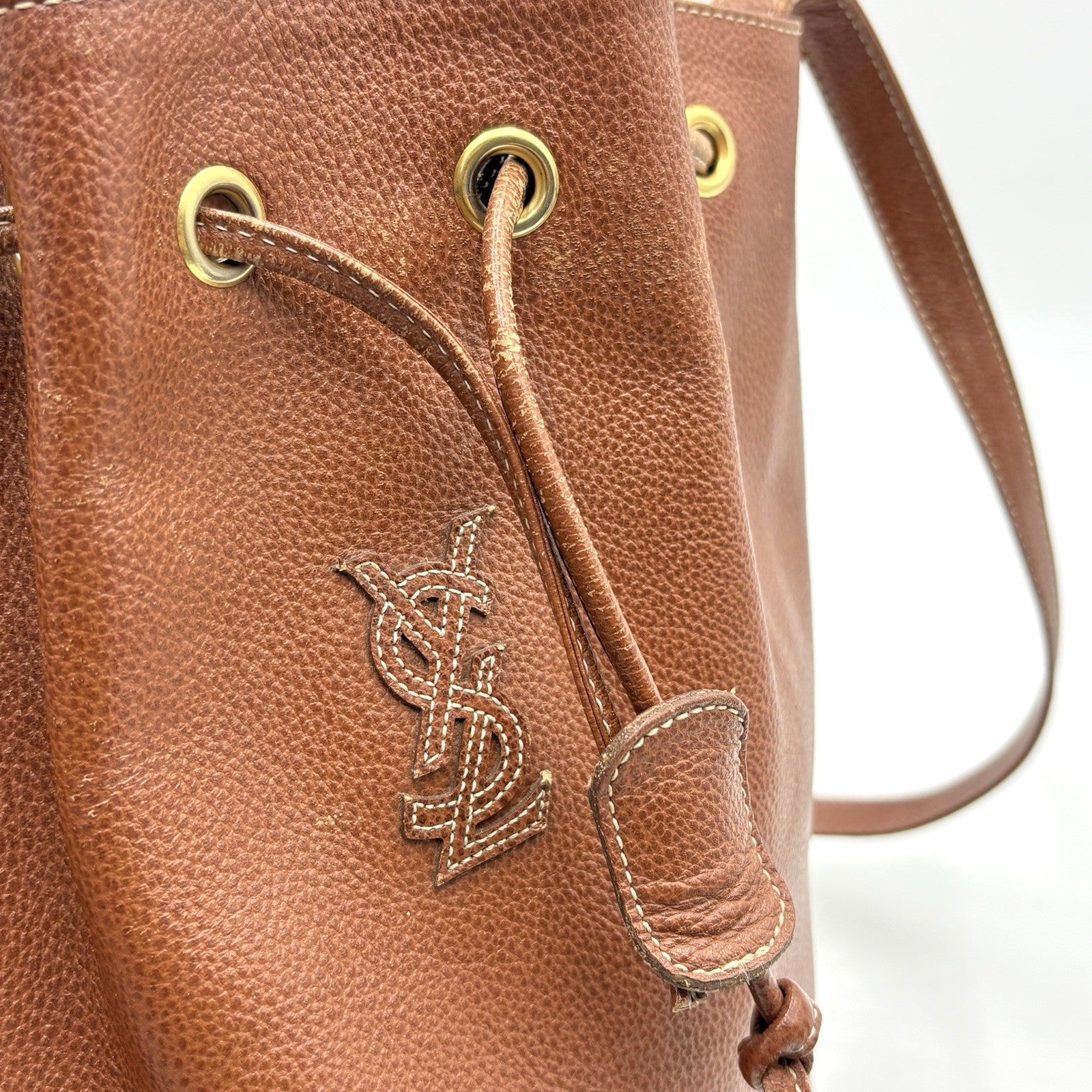 Saint Laurent Yves Cassandra Shoulder Bag - Brown, Leather