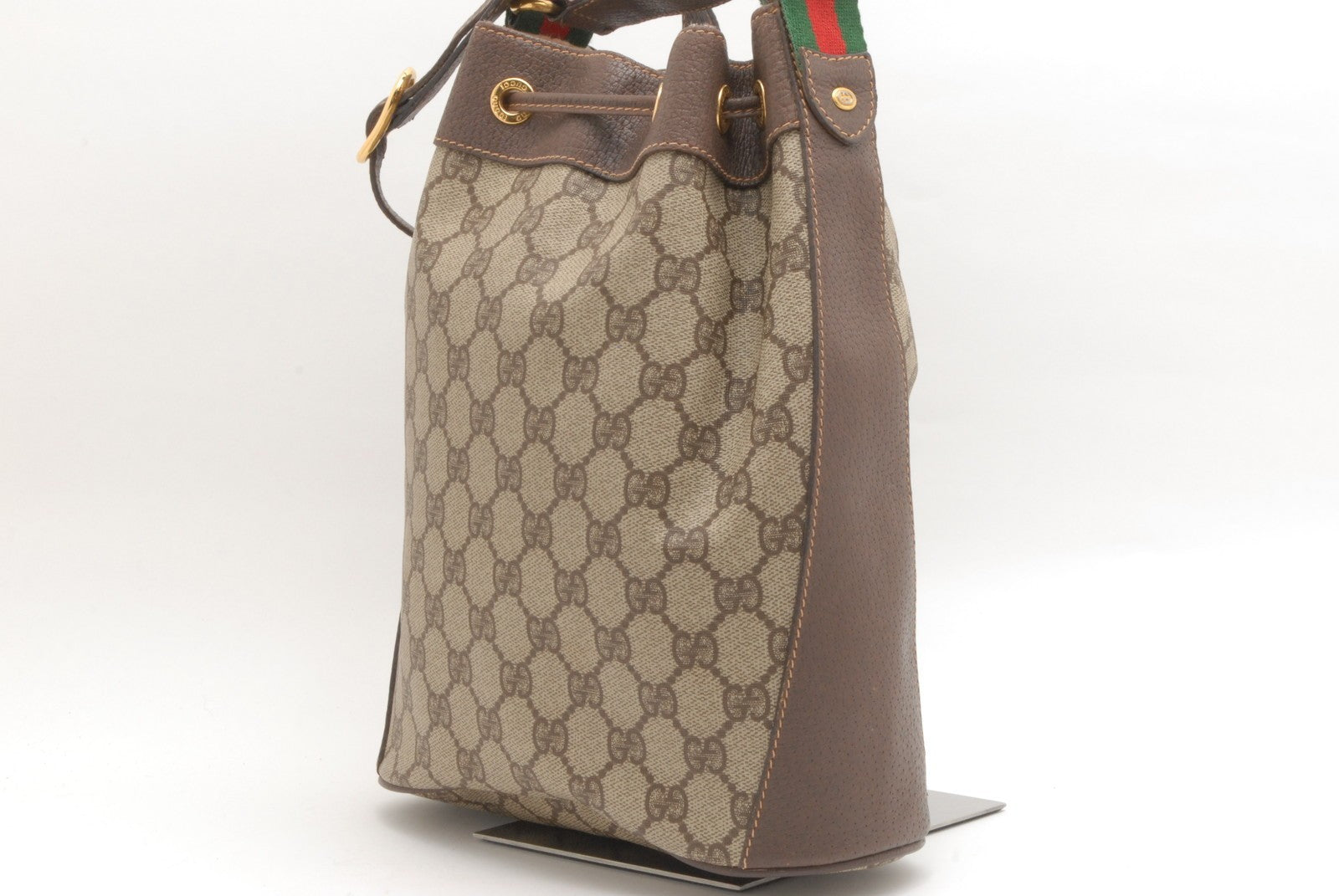 Gucci Sherry Line Drawstring Shoulder Bag - Brown, PVC Leather