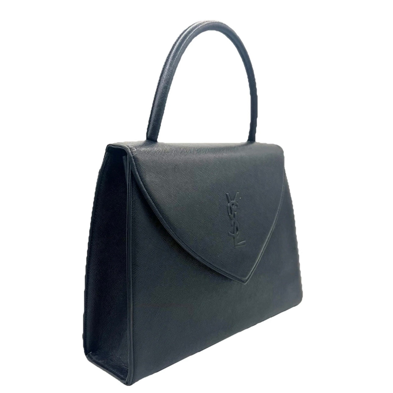 Yves Saint Laurent Hand bag Leather Vintage Black Authentic