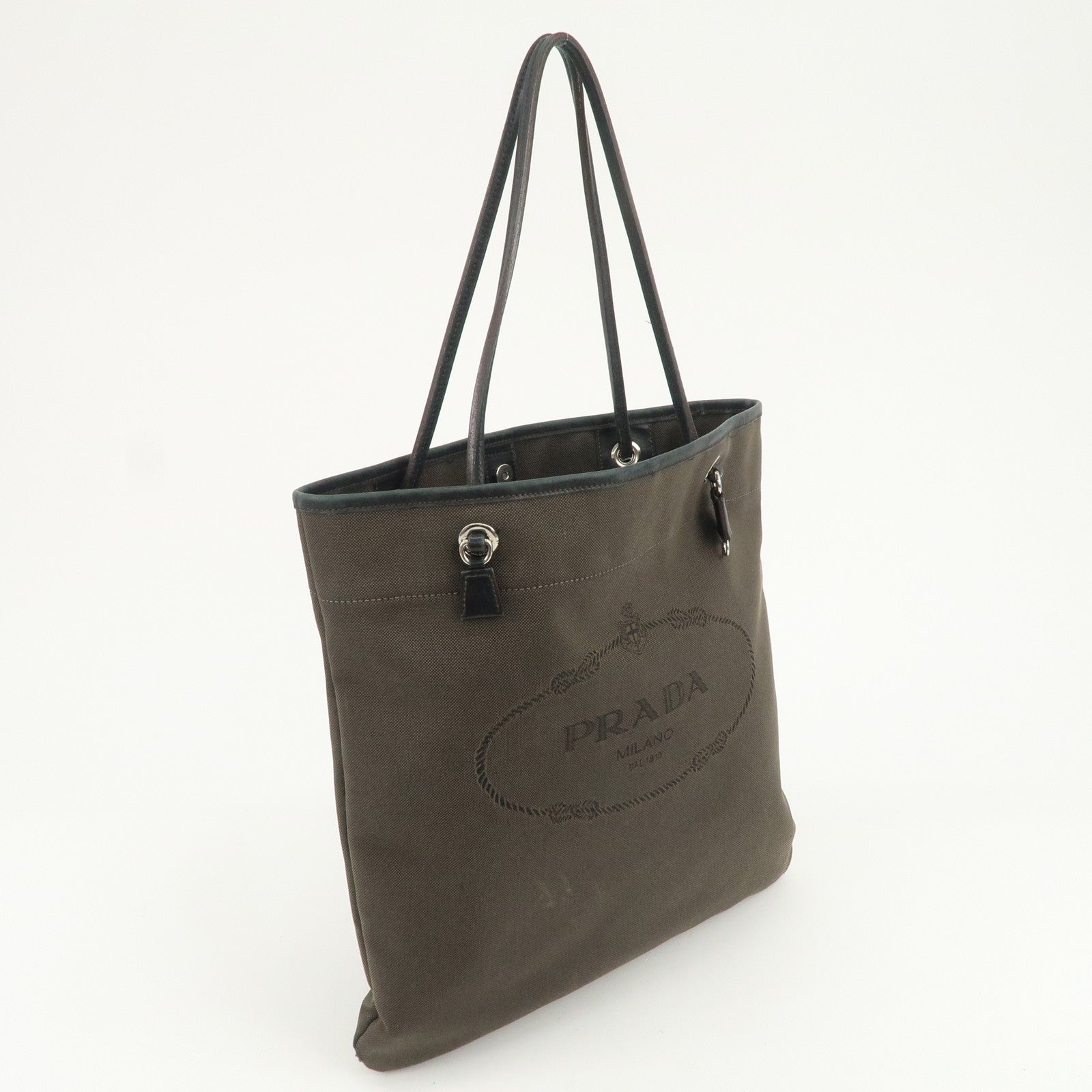 Prada Logo Jacquard Tote Bag - Dark Brown, Leather