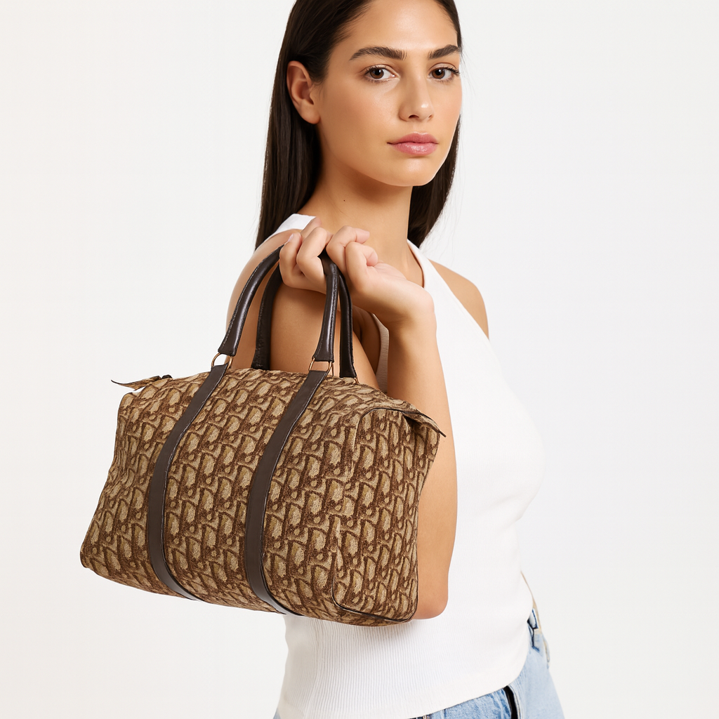 AI-generated on-model image for Christian Dior Trotter Boston Bag - Brown, Canvas Leather