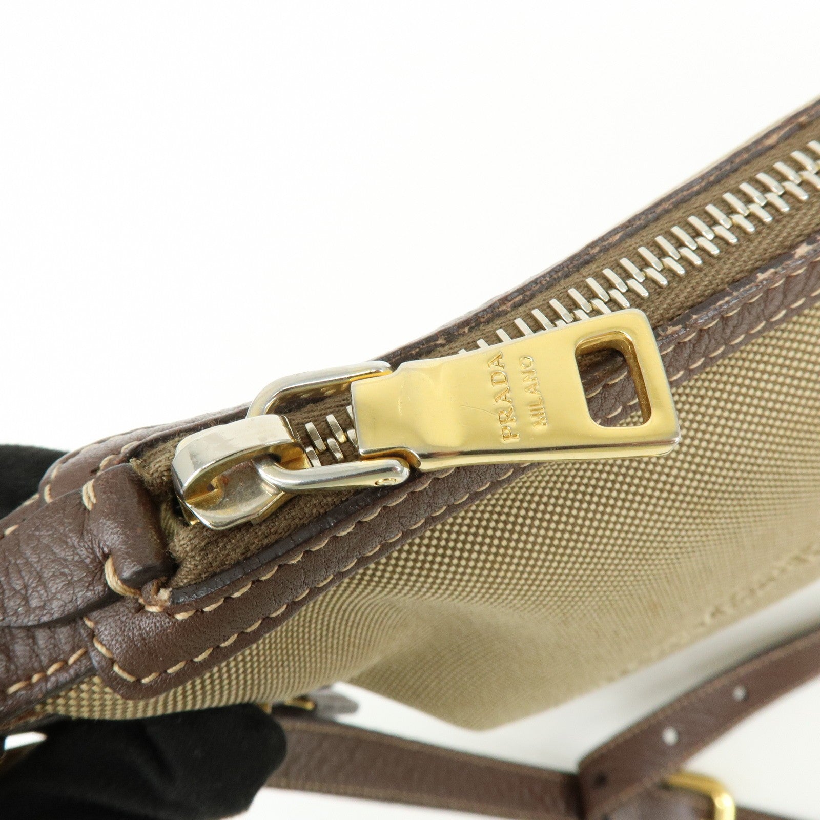Prada Logo Jacguard Shoulder Bag - Brown, Leather