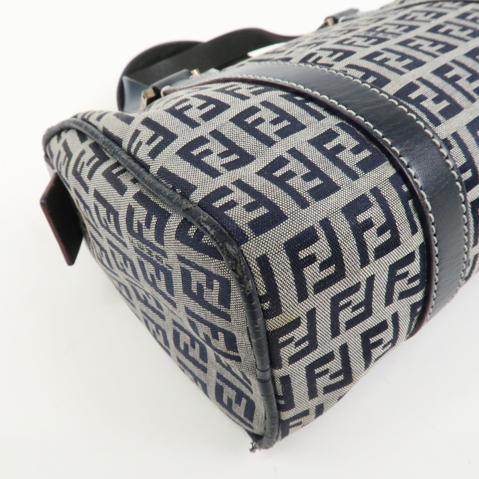 Fendi Boston Hand Bag - Navy, Canvas, Leather
