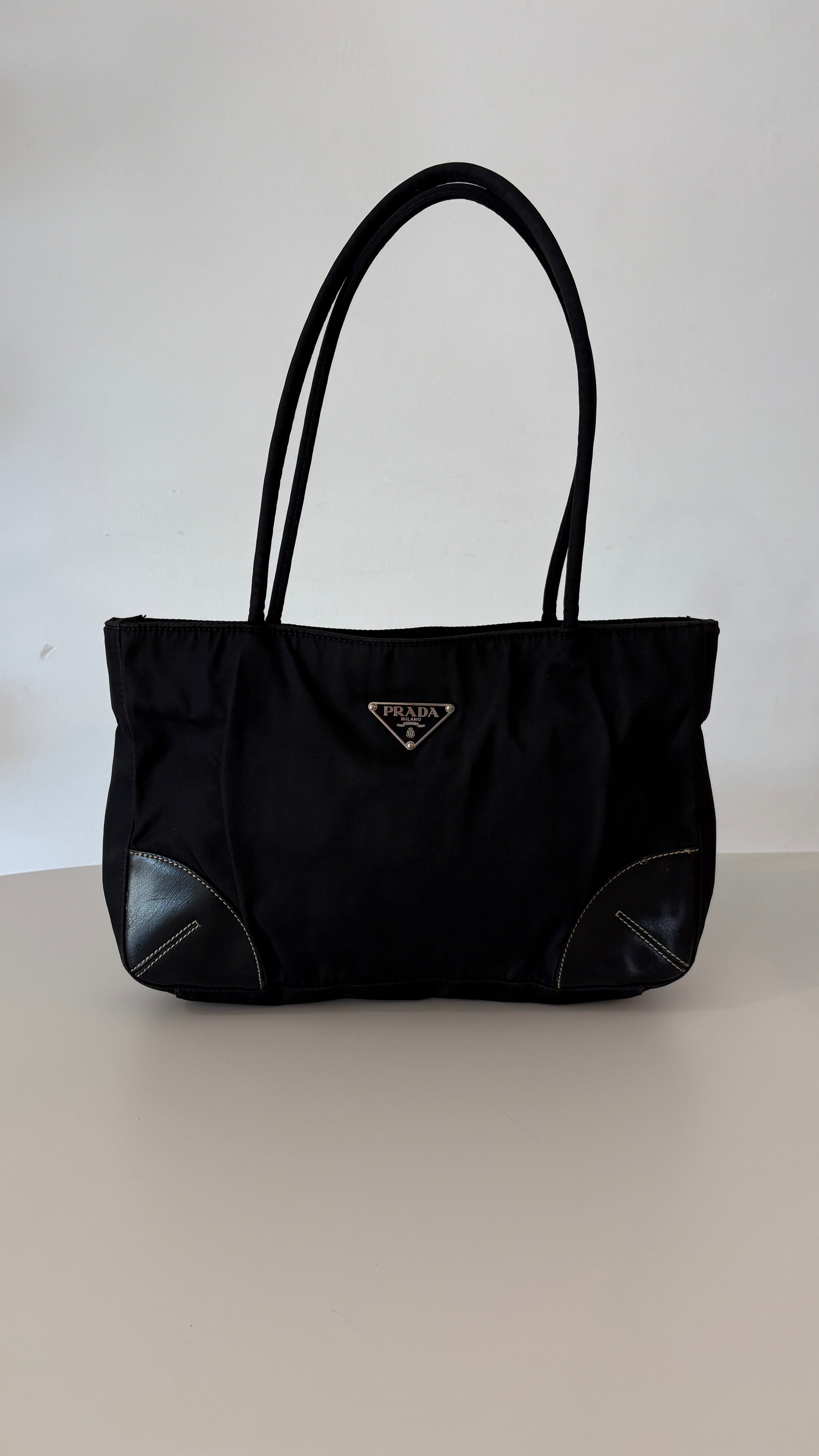 Prada Triangle Tote Shoulder Bag Nylon
