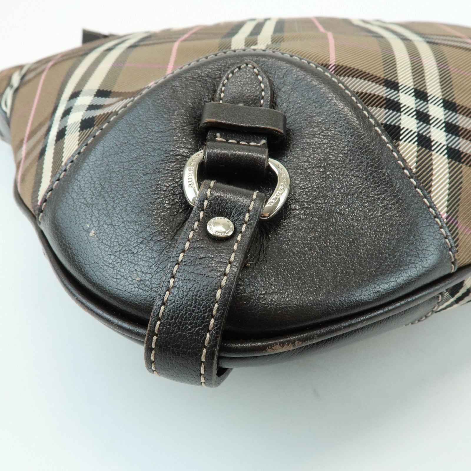 Burberry Nova Plaid Shoulder Bag - Brown, Canvas, Leather