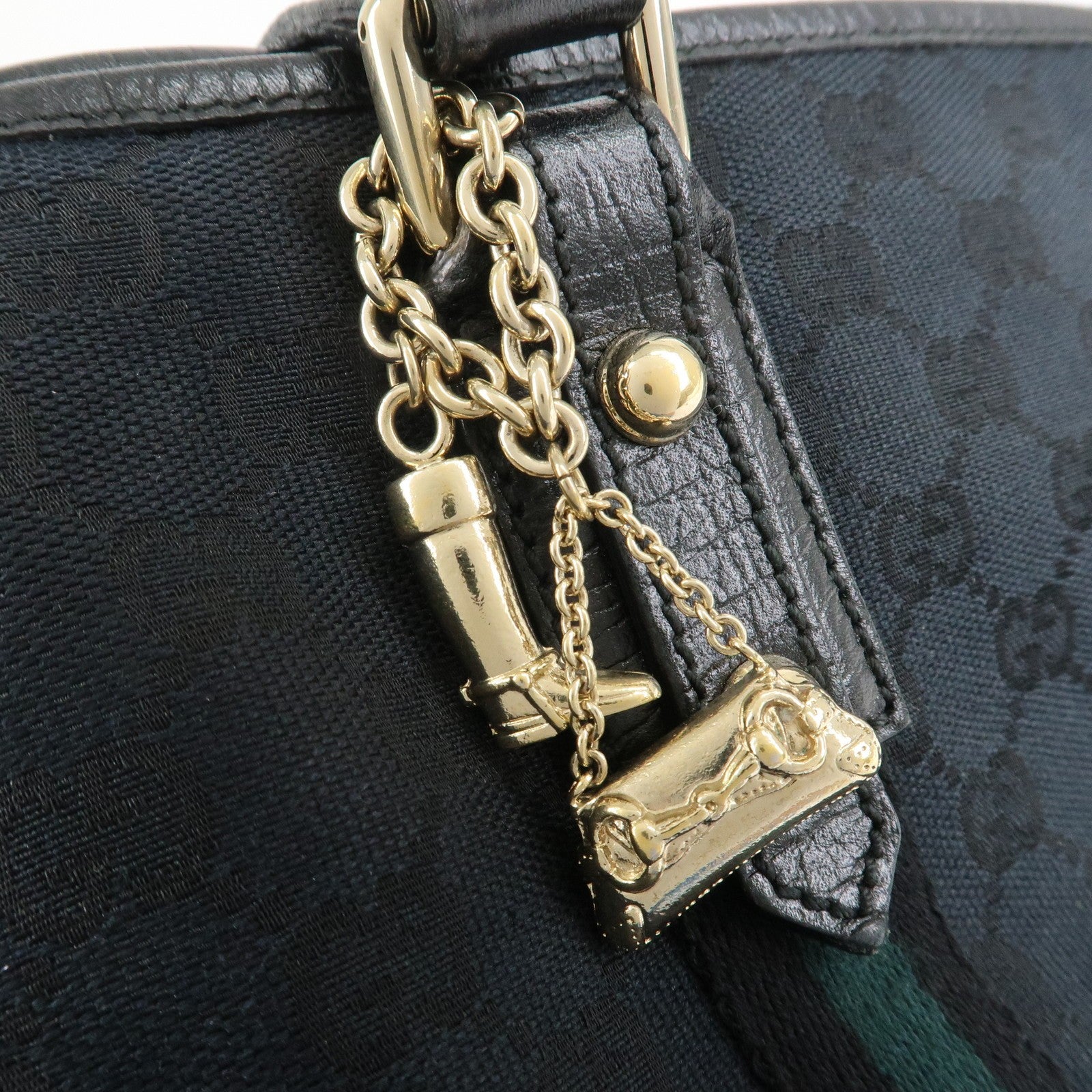 Gucci Tote Shoulder Bag - Black, Canvas Leather