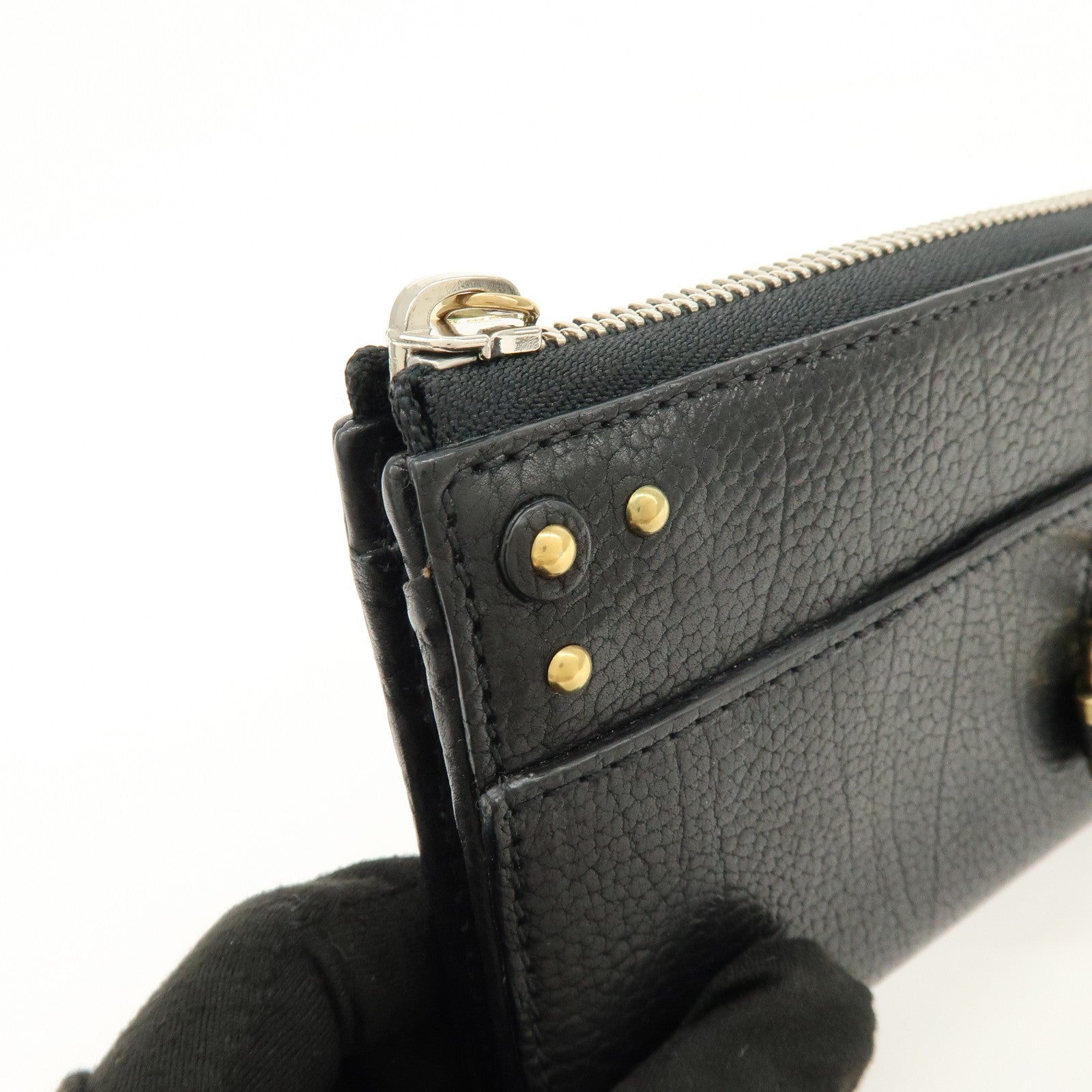 Chloe Aurora Studs Wallet - Black, Leather
