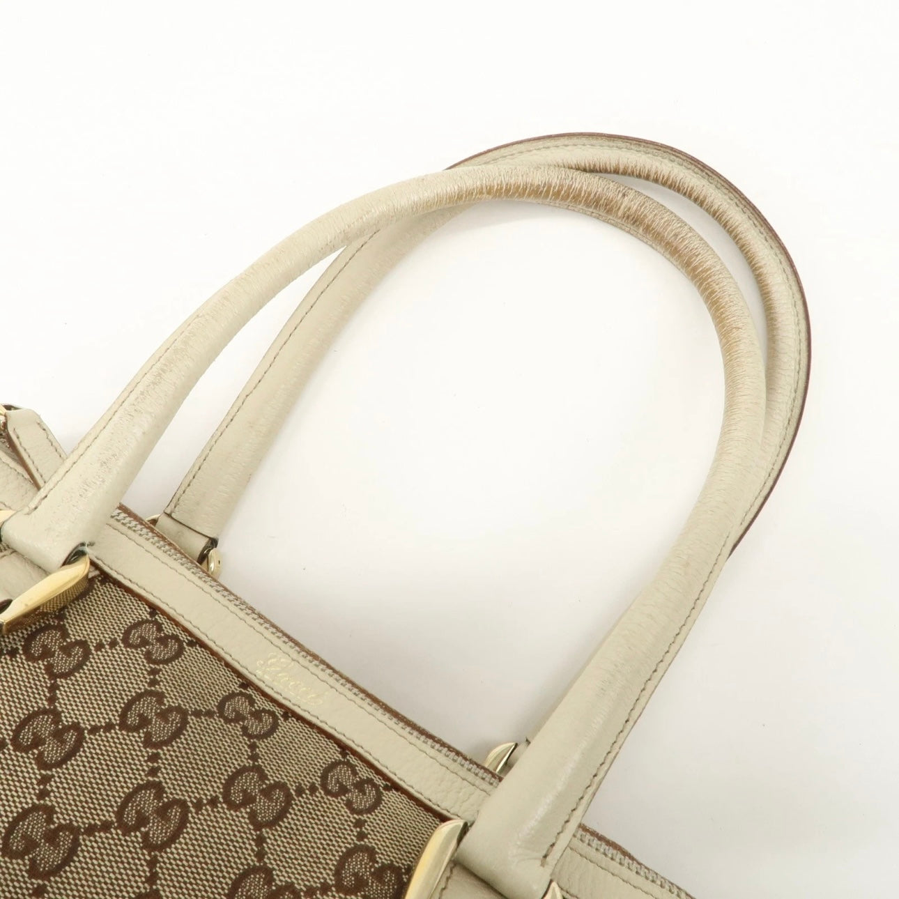 GUCCI Abbey GG Canvas Leather Boston Bag