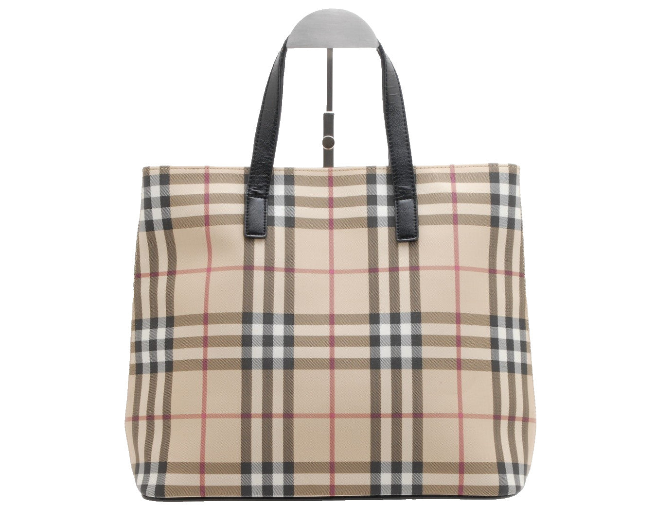 Burberry Nova Check Tote Bag - Black Beige, PVC Leather
