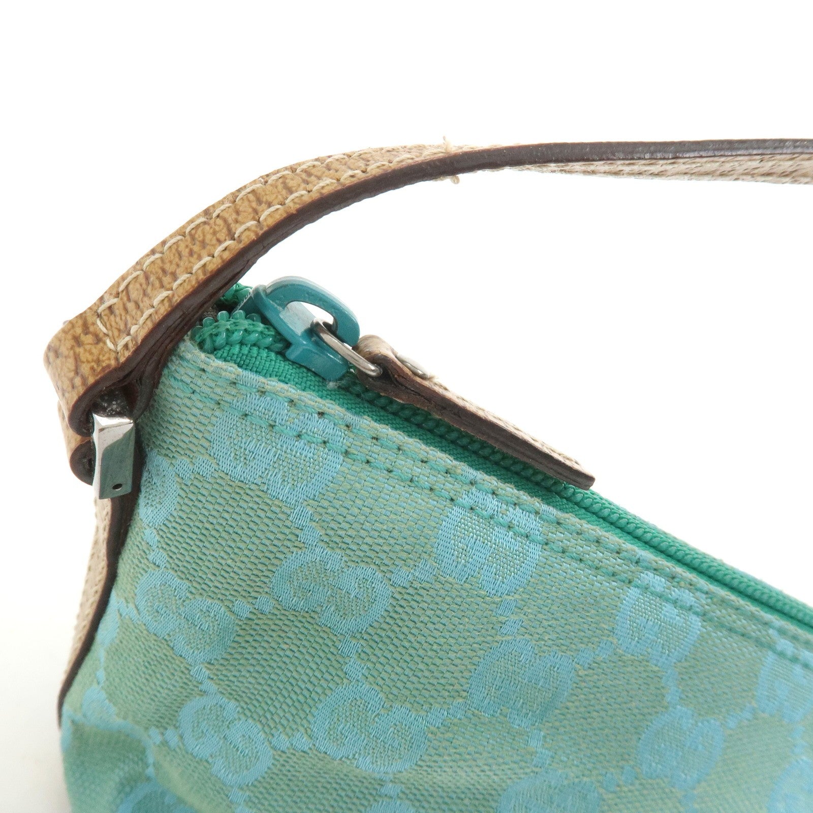 Gucci Boat Hand Bag - Light Blue, GG Canvas, Leather