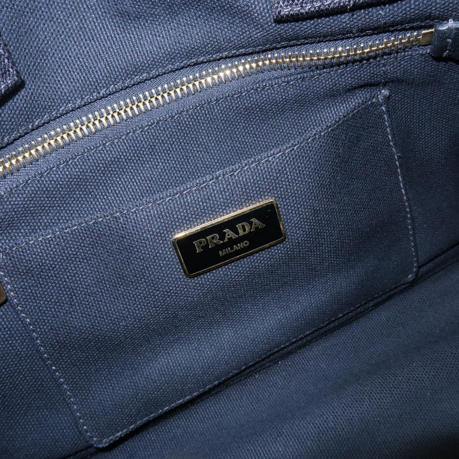 PRADA Canapa Triangle Logo Tote Bag - Black, Canvas