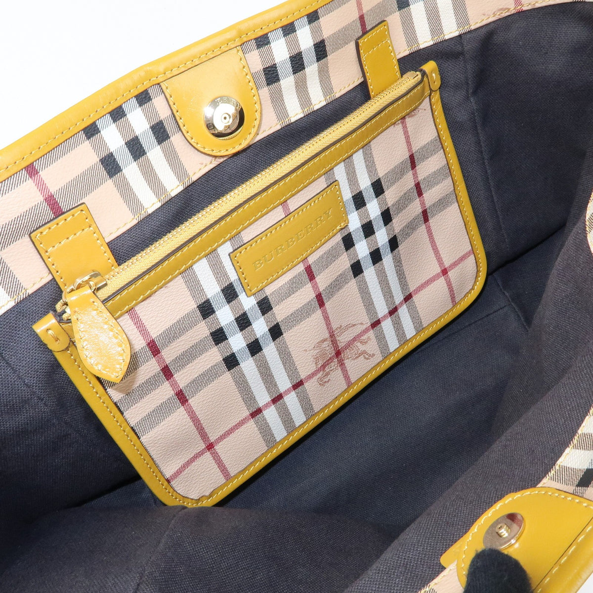 Burberry Tote Bag - Beige, Mustard Yellow, PVC, Leather- מגיע עם הארנק