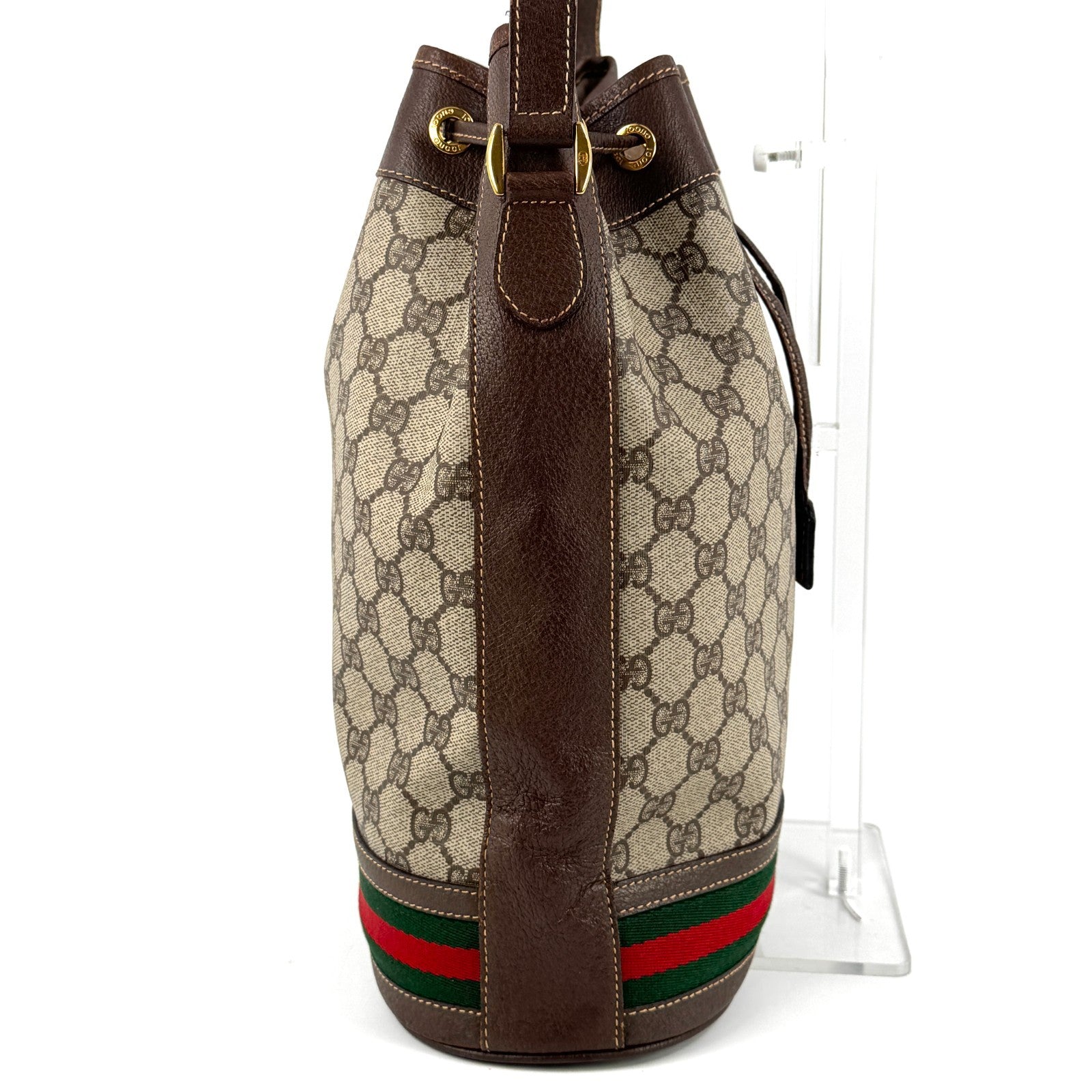 Gucci Vintage GG Sherry Line Shoulder Bag - Beige, Leather