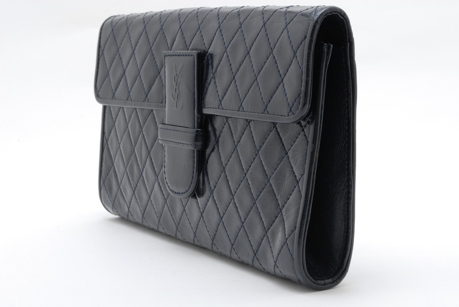 Saint Laurent Yves Saint Laurent Clutch Bag - Navy, Patent Leather