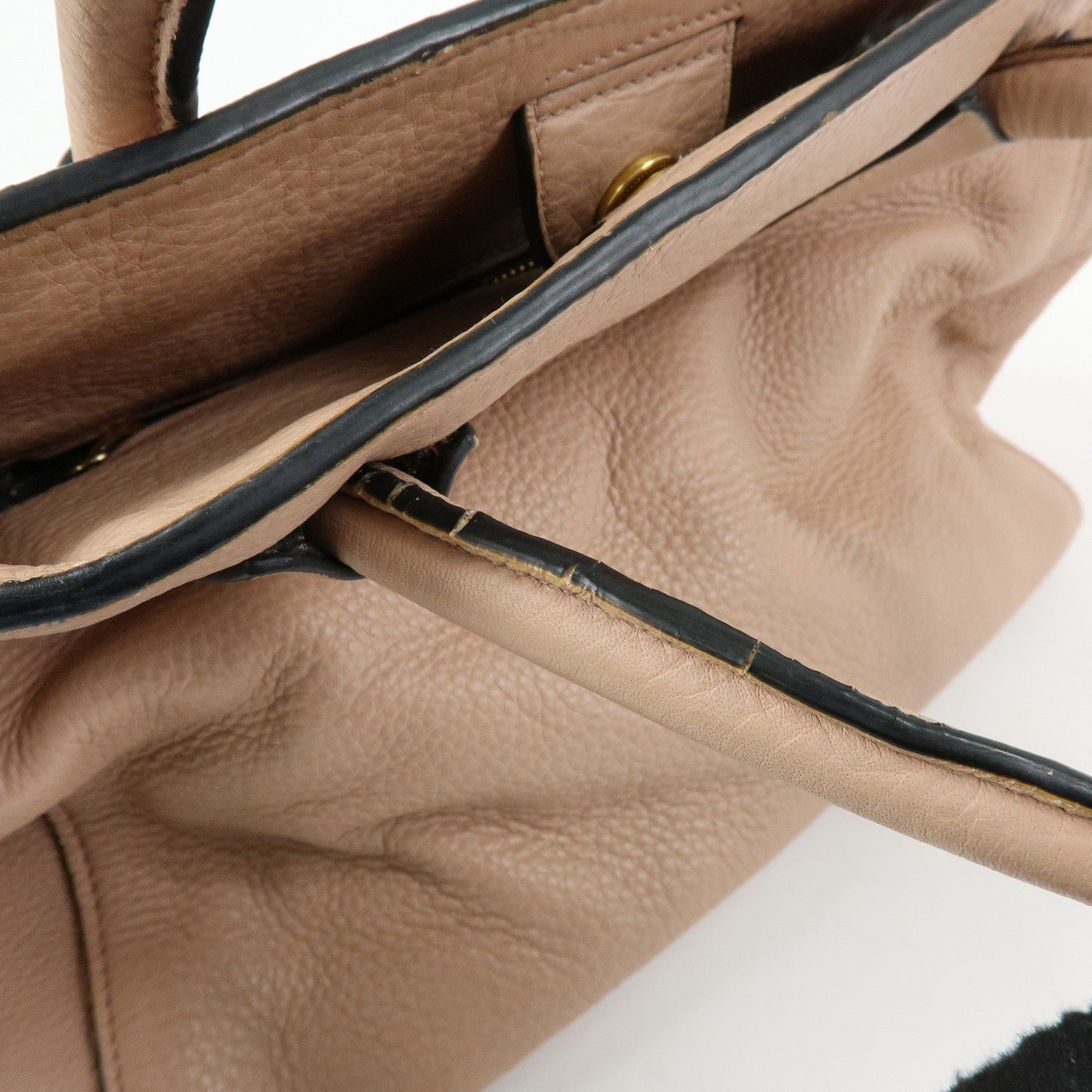Prada Triangle Logo Tote Bag - Pink Beige, Leather
