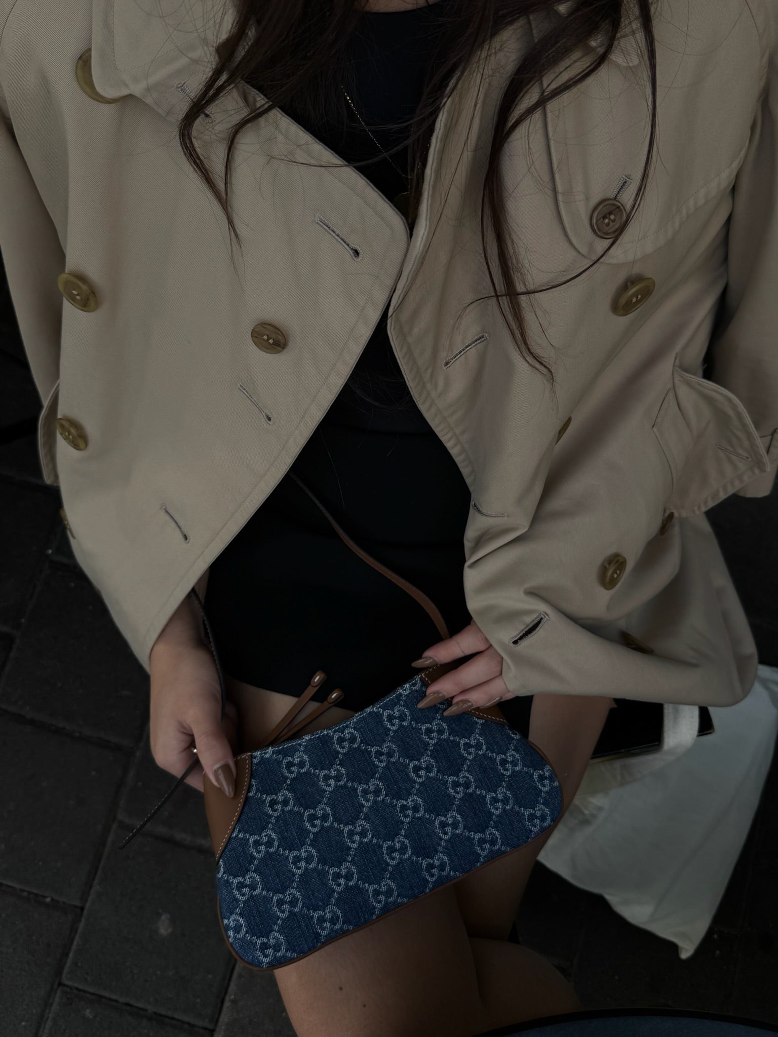 Gucci Denim Emblem Small Shoulder Bag