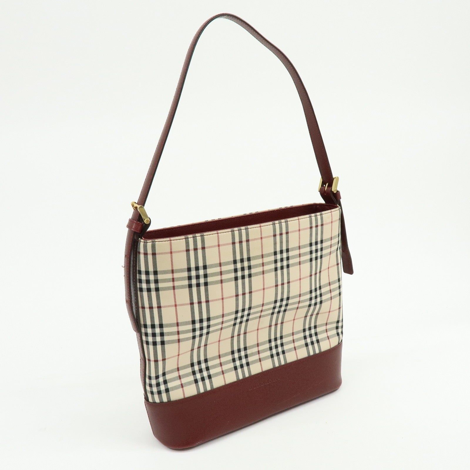 Burberry Shoulder Bag - Beige, Bordeaux, Canvas Leather