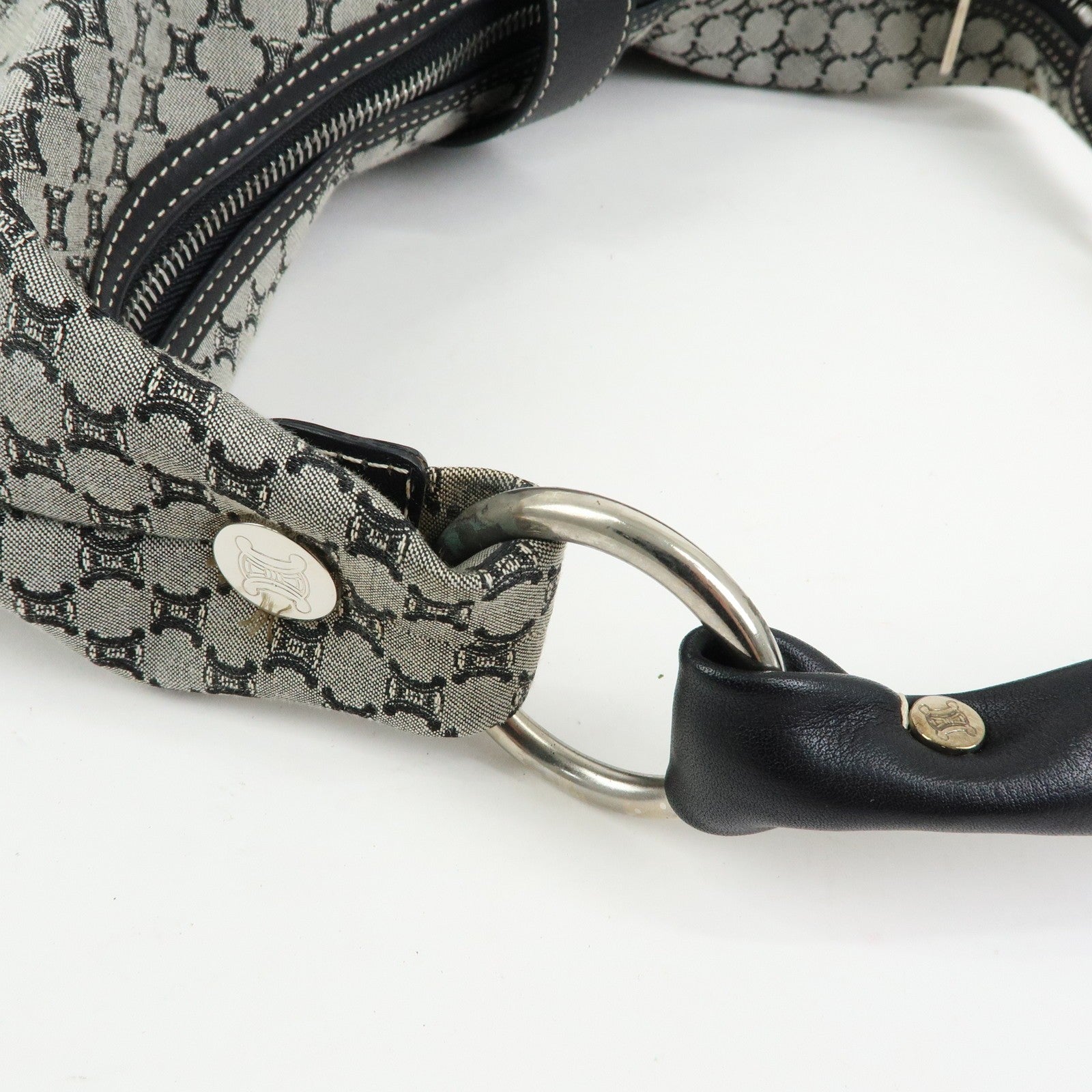 Celine Macadam Shoulder Bag - Grey, Canvas and Leather