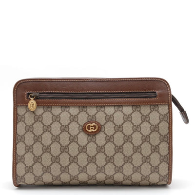 Gucci Sherry Clutch Bag - Brown, PVC Leather