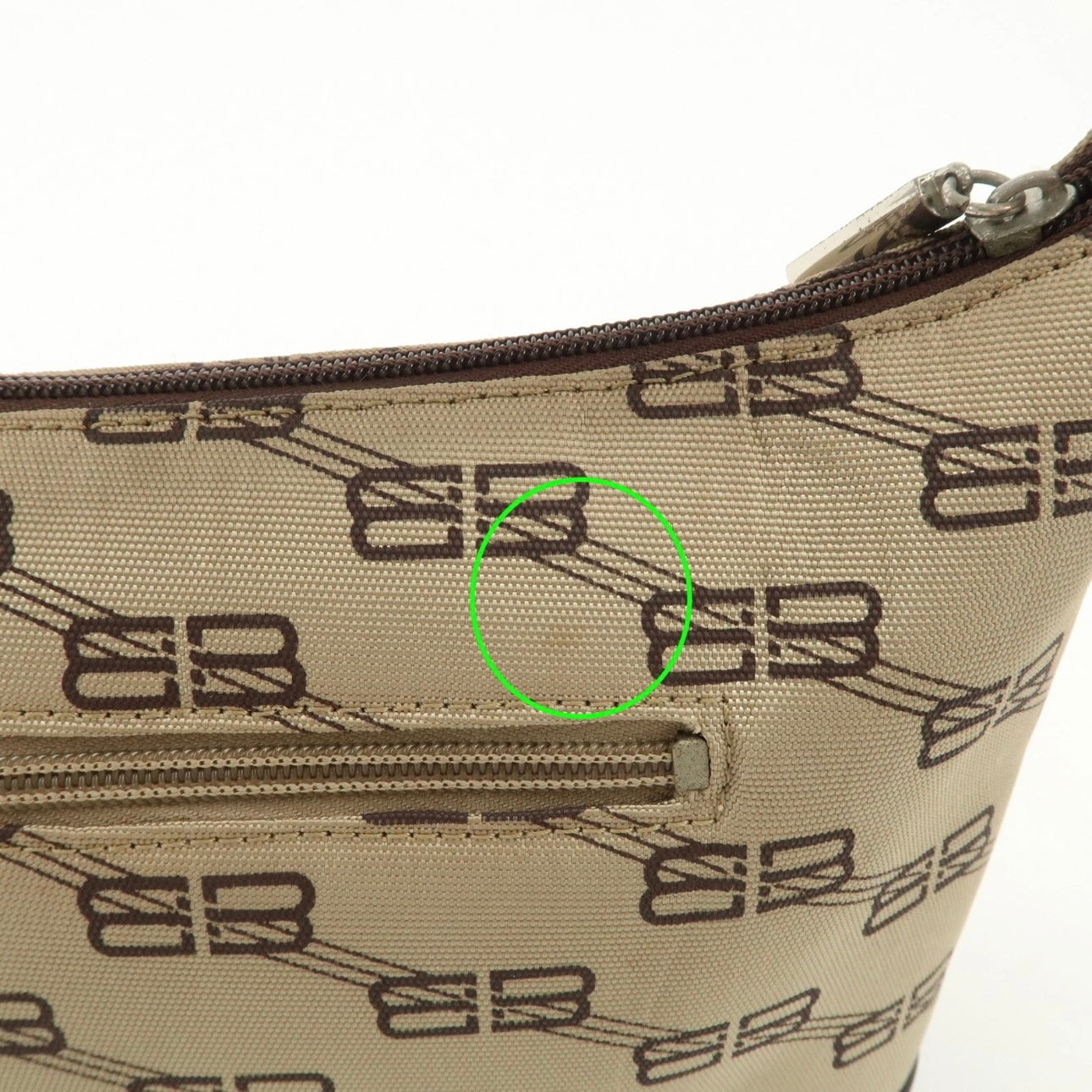 BALENCIAGA Leather Canvas Shoulder Bag