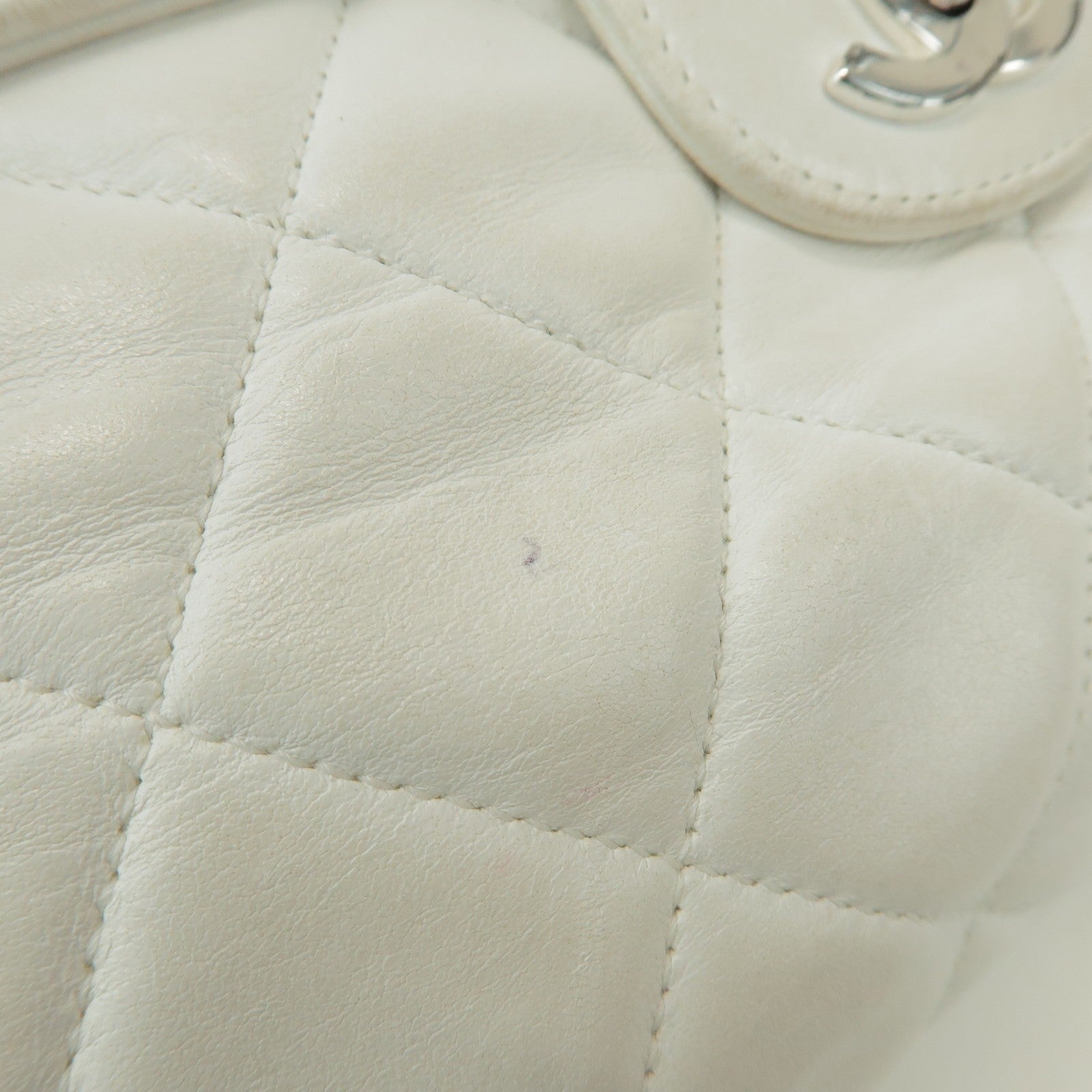 Chanel Matelasse Chain Shoulder Bag - White, Lamb Skin