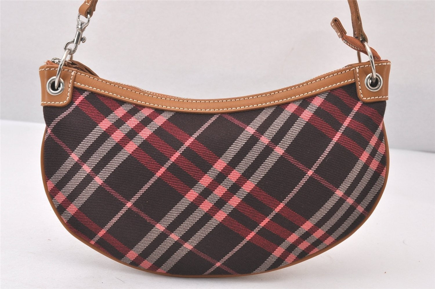 Burberry Blue Label Check Hand Bag - Red, Canvas