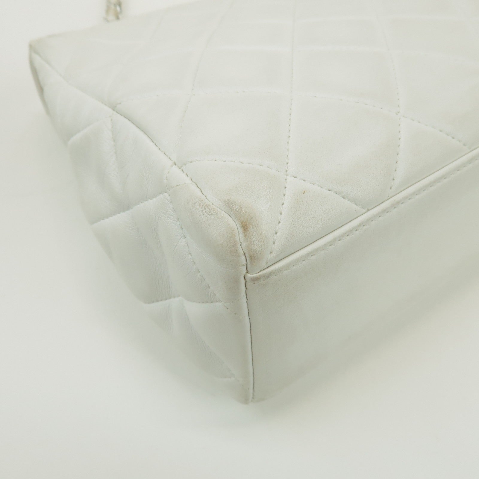 Chanel Matelasse Chain Shoulder Bag - White, Lamb Skin