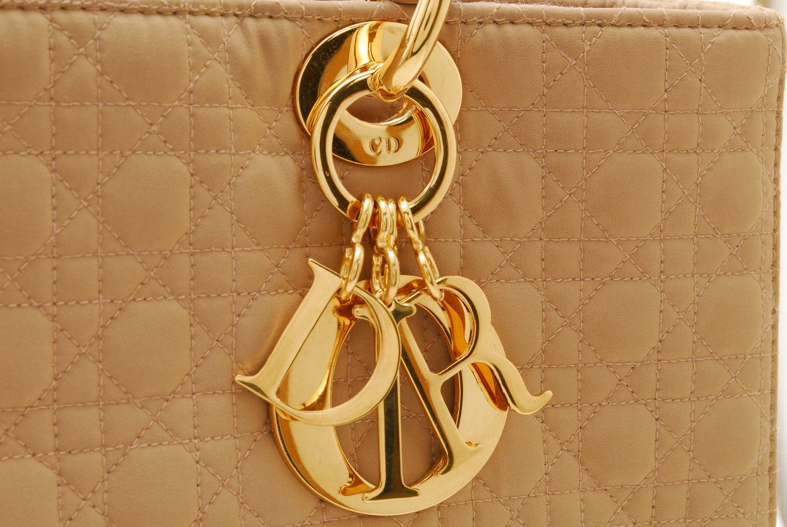 Christian Dior Lady Dior Tote Hand Bag - Beige, Nylon