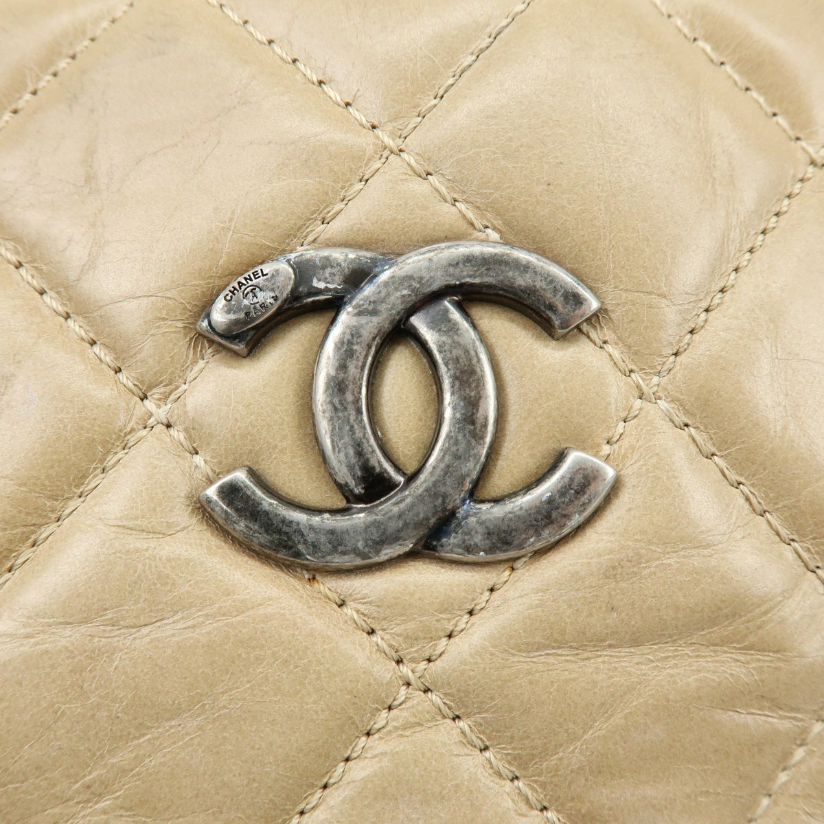 Chanel COCO Mark Matelasse Chain Shoulder Bag - Beige, Calf Skin