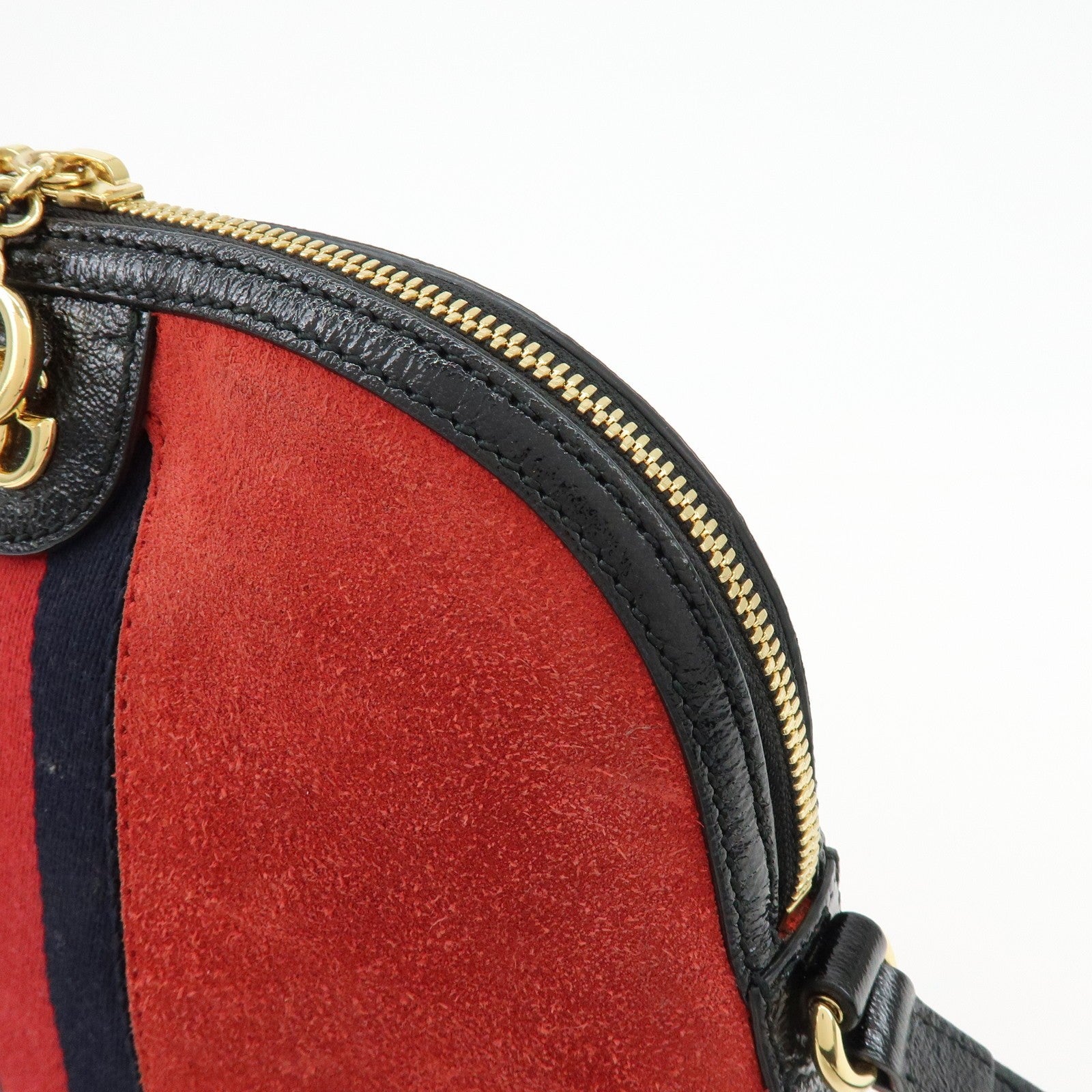Gucci Suede Shoulder Crossbody Bag - Red Navy, Suede