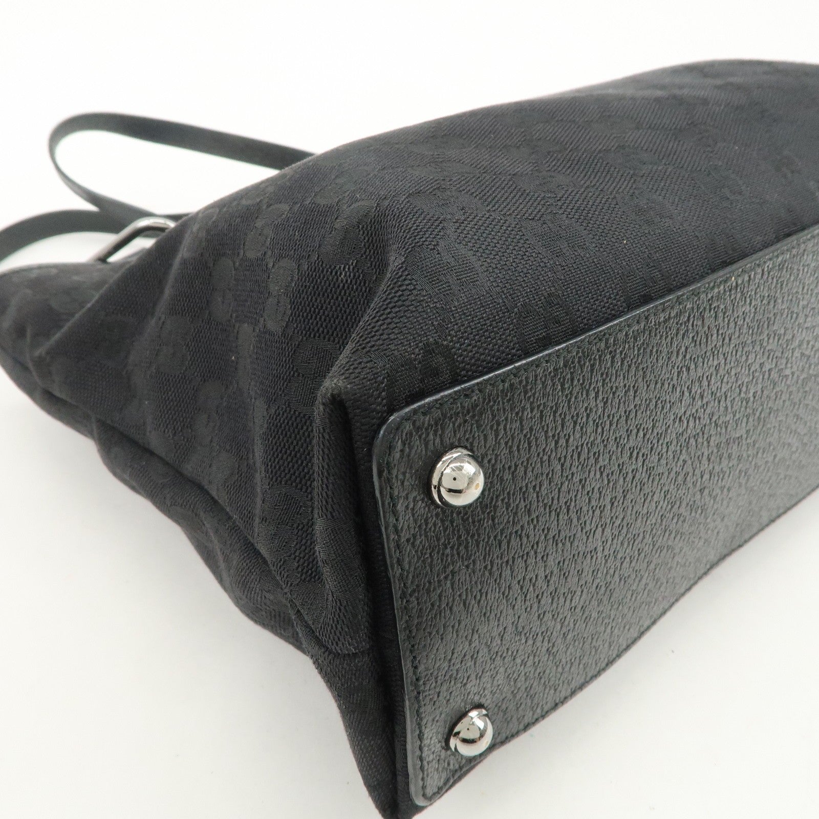 Gucci GG Canvas Leather Tote Bag - Black, Canvas