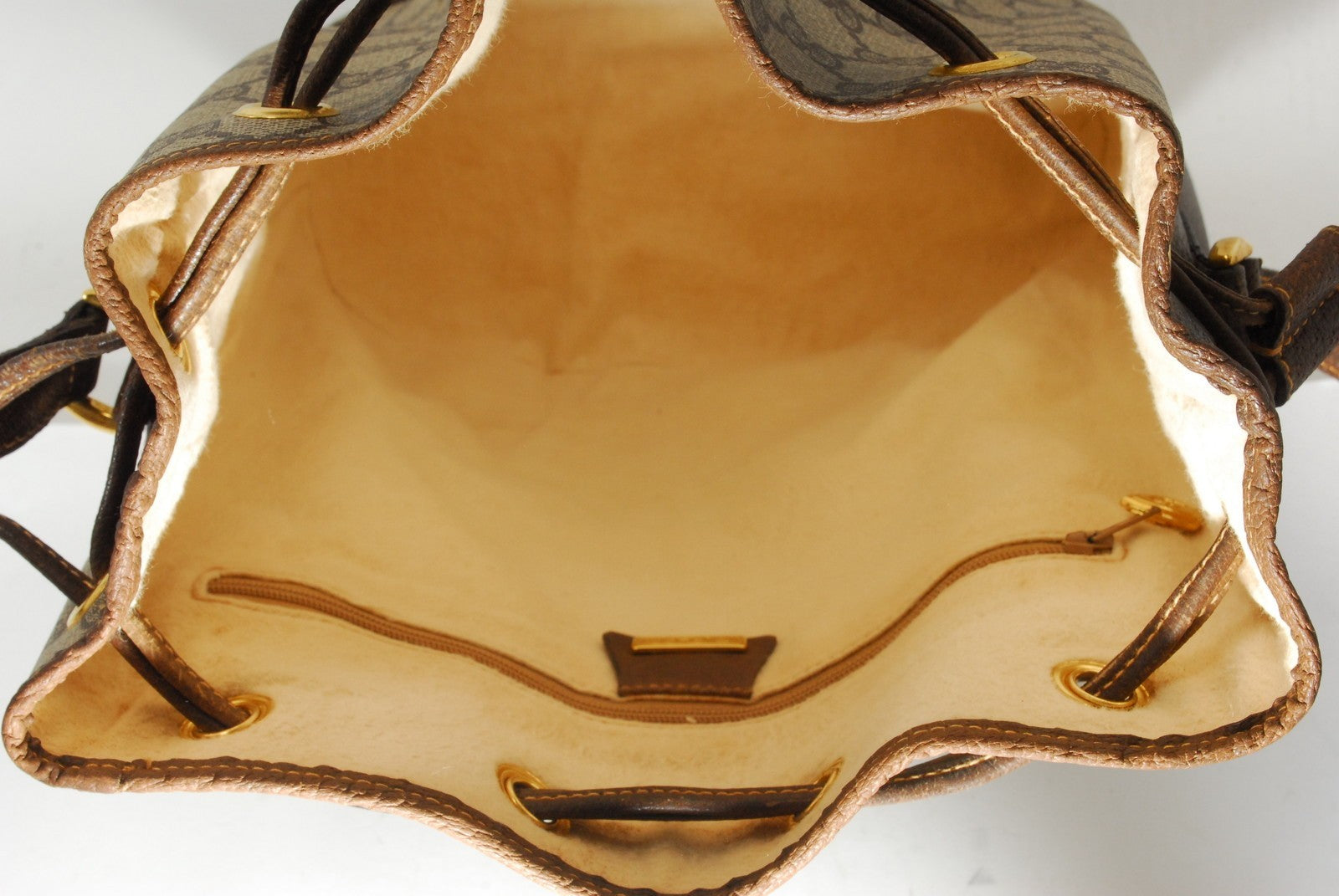 Gucci Vintage GG Sherry Line Drawstring Shoulder Bag - Brown, PVC Leather