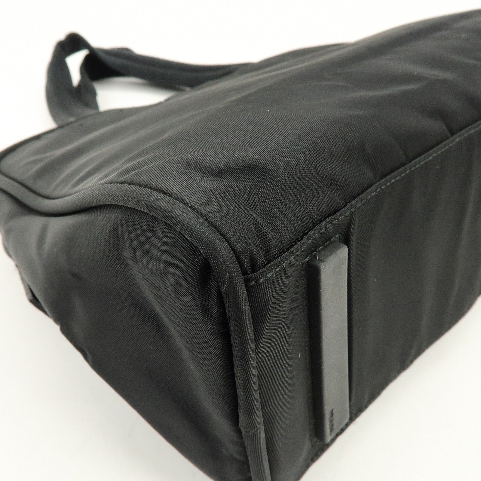 Prada Triangle Logo Hand Bag - Black, Nylon and Leather