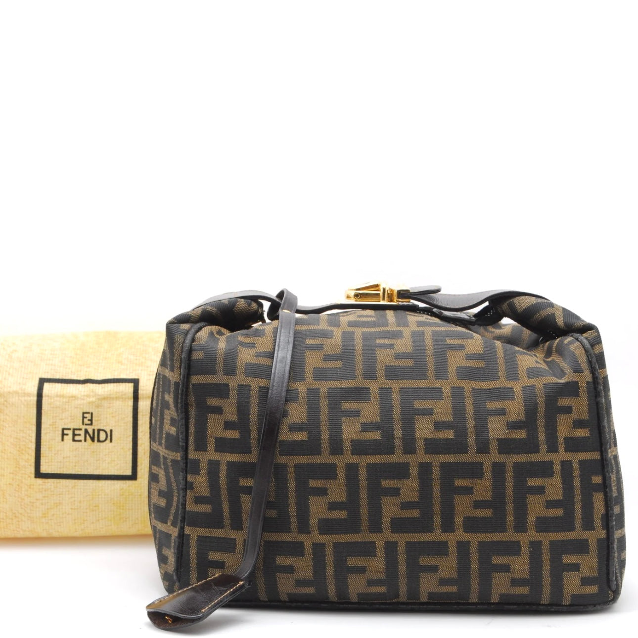Fendi FF Vanity Hand Tote Bag - Gold, Canvas Leather