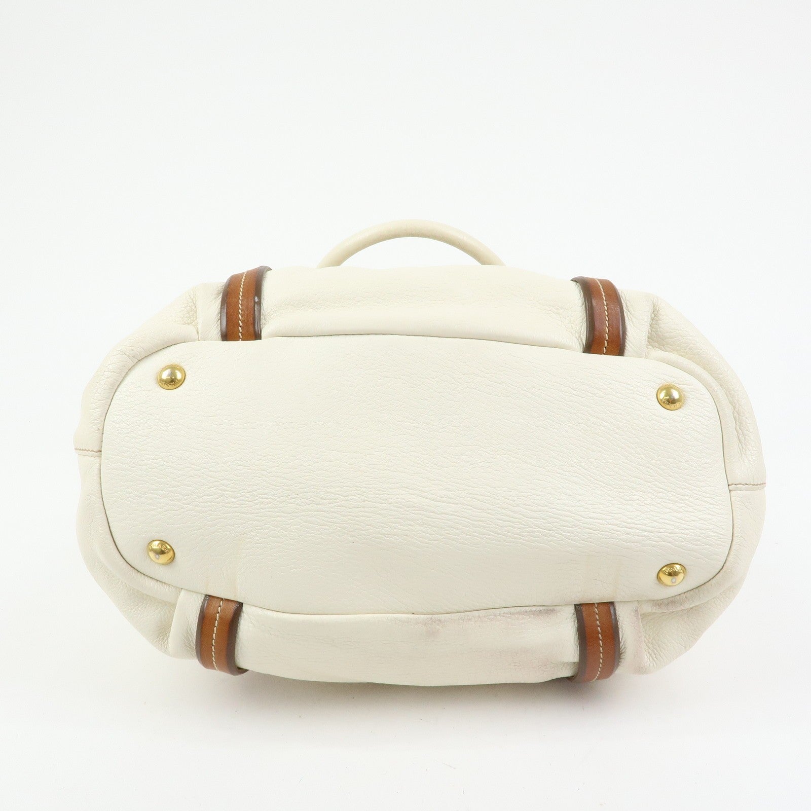 Prada BN1773 Hand Bag - Ivory Brown, Leather
