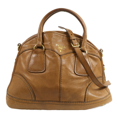 Prada Cervo Shine Bauletto Shoulder Bag - Brown, Deerskin Leather