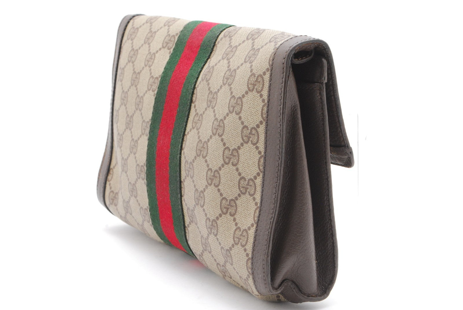 Gucci Sherry Clutch Bag - Beige, PVC Leather